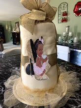 Load image into Gallery viewer, Baby Girl African American Baby in Heels Diaper Cake