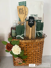 Load image into Gallery viewer, Green/White Hanging Wicker Bucket Gift
