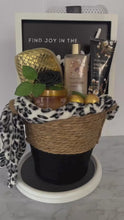 Load and play video in Gallery viewer, Black/Tan Rattan Gift Basket
