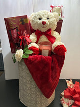 Load image into Gallery viewer, Beige/White Round Ottoman Bear Gift
