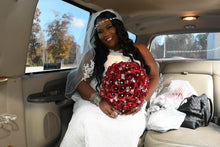 Load image into Gallery viewer, Red Roses Bridal Bouquet with Rhinestone Sparkly Cuff with Extra Bling
