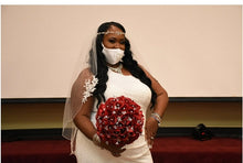 Load image into Gallery viewer, Red Roses Bridal Bouquet with Rhinestone Sparkly Cuff with Extra Bling
