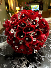 Load image into Gallery viewer, Red Roses Bridal Bouquet with Rhinestone Sparkly Cuff with Extra Bling
